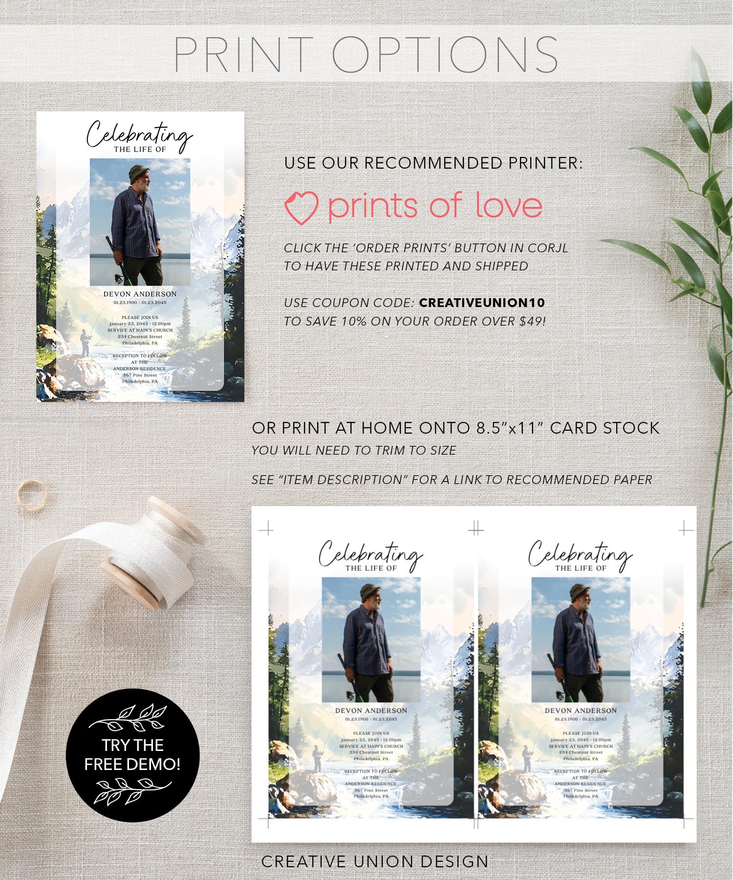 Fishing Funeral Announcement Template, Funeral Invitation, Memorial ...