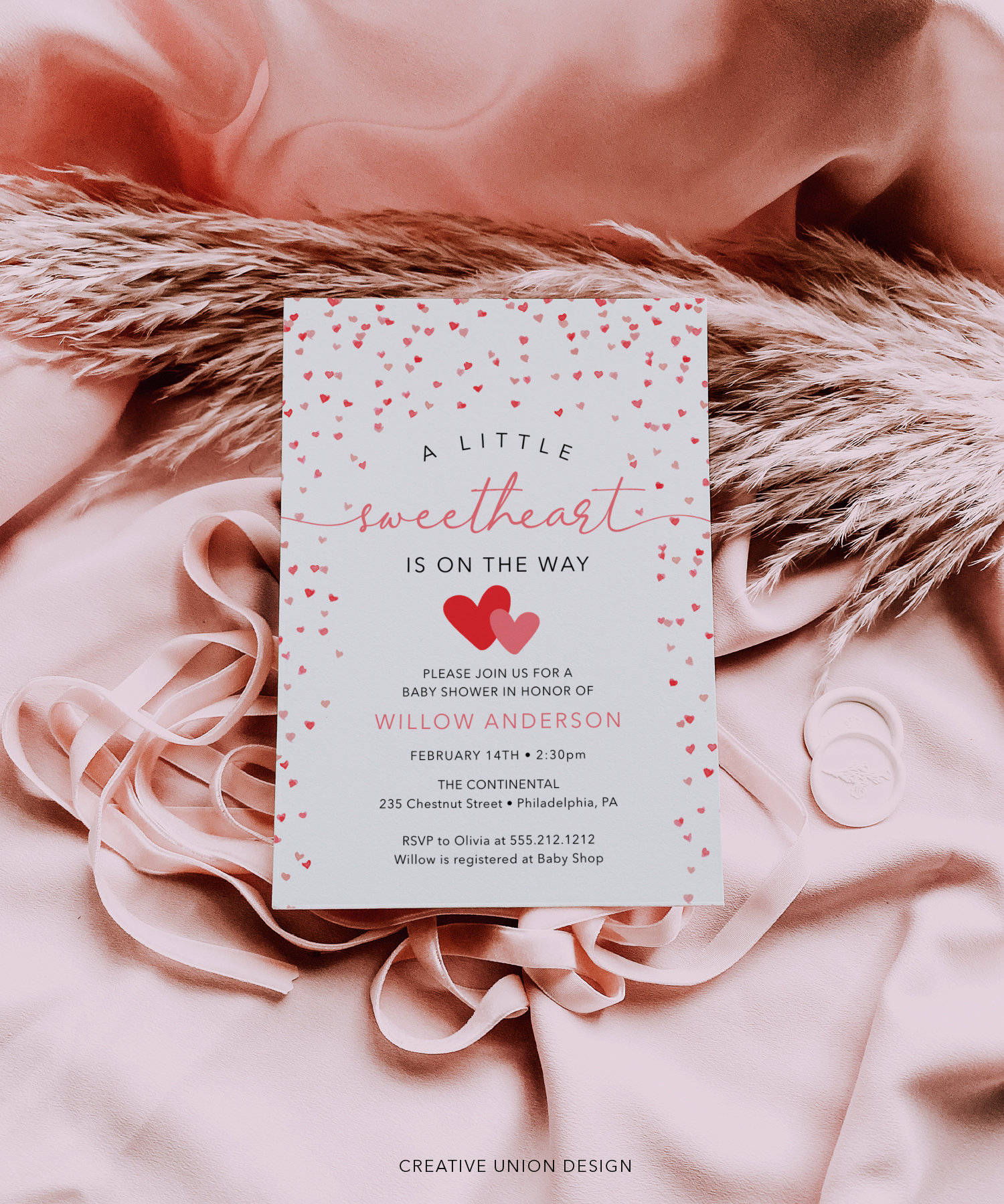 February Invite Valentine Baby Shower Invitation Template, Gender Reveal, February Baby ...