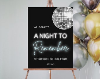 Neon Disco Prom Welcome Sign Template (Printable Download)