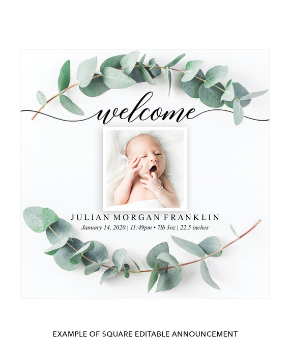 Birth Announcement with Photo Social Media Newborn Baby Announcement