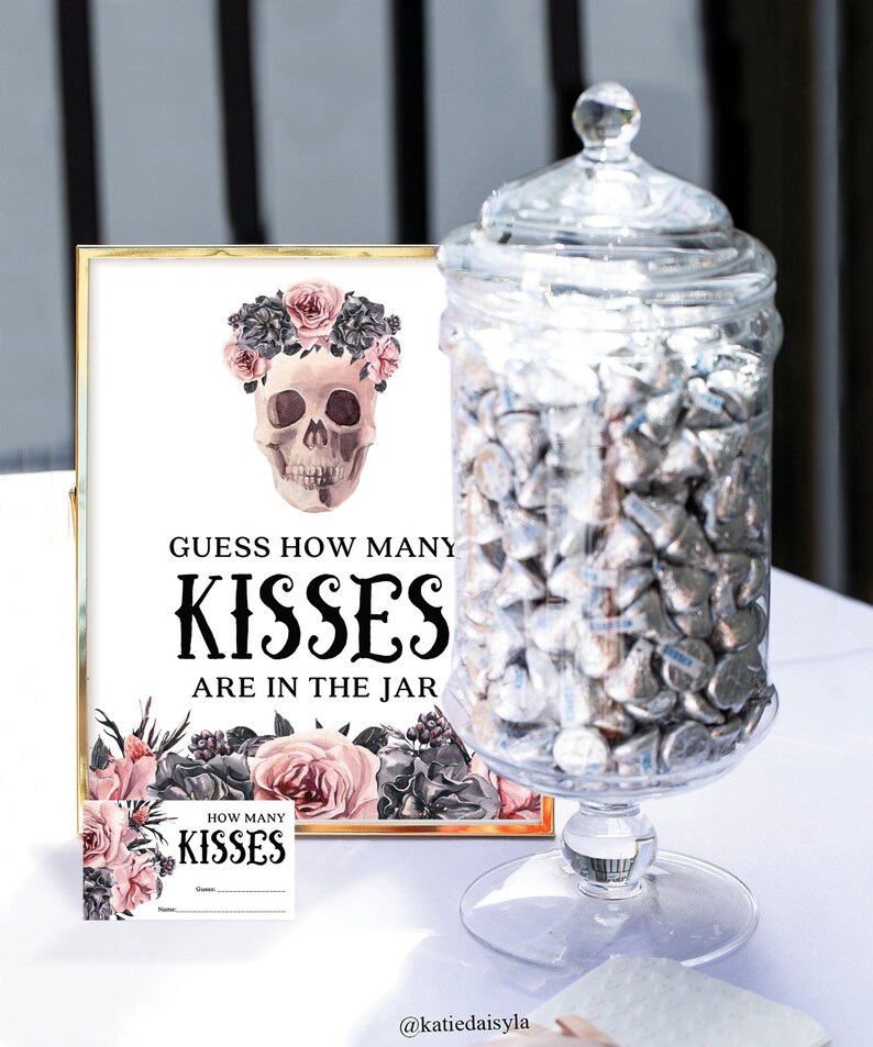 How Many Kisses Bridal Shower Game Template Kisses Game Etsy