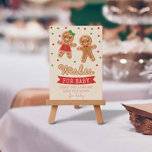Wishes For Baby Template, What's Baking, Christmas Baby Shower, Holiday Baby Shower, Gender Reveal, Printable, Gingerbread, Boy or Girl image 5