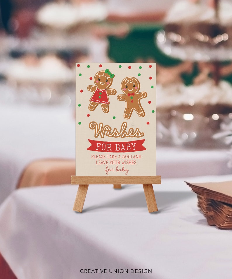 Wishes For Baby Template, What's Baking, Christmas Baby Shower, Holiday Baby Shower, Gender Reveal, Printable, Gingerbread, Boy or Girl image 5