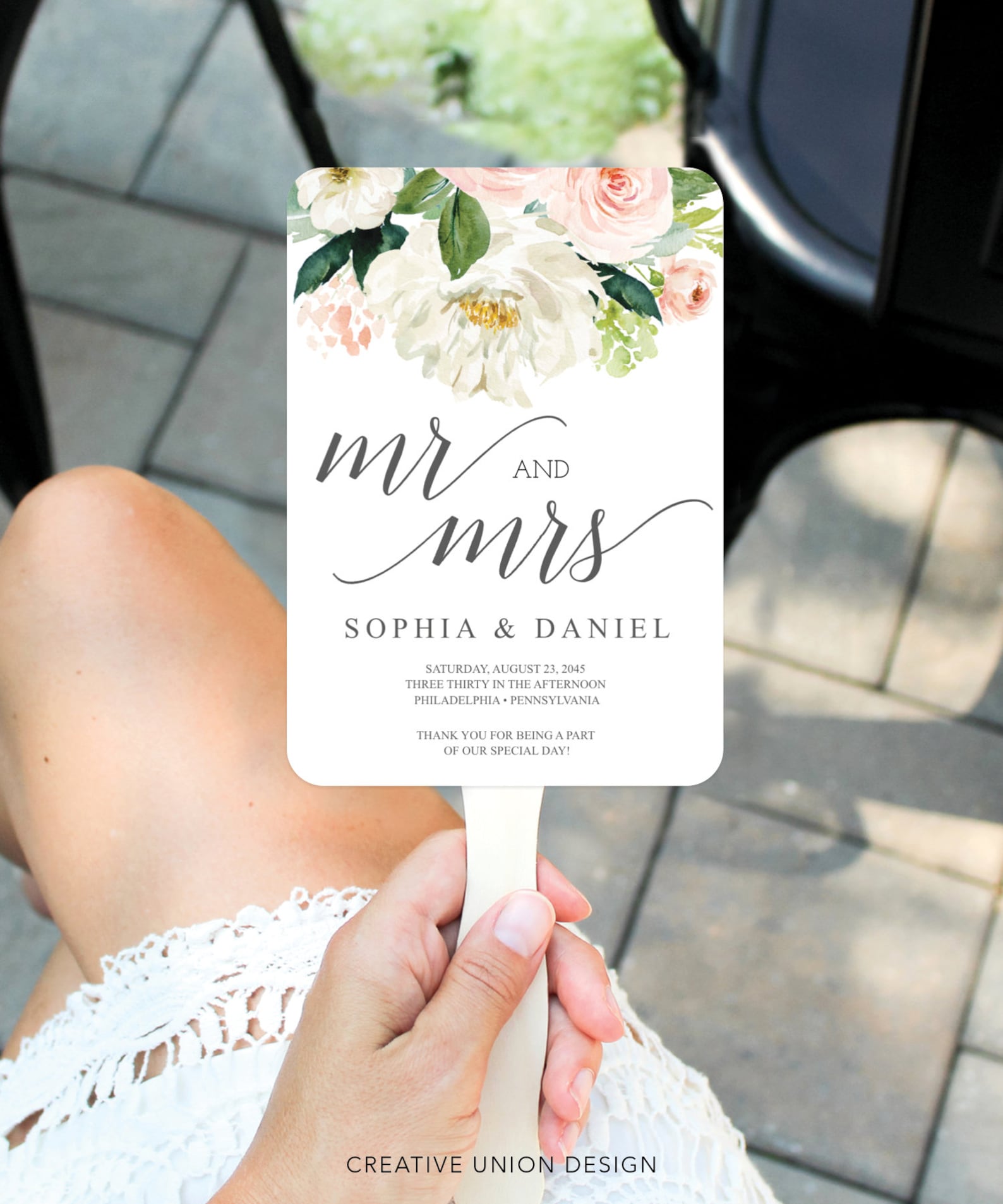 Floral Wedding Program Fan Printable Program Fan Template Wedding Fans ...