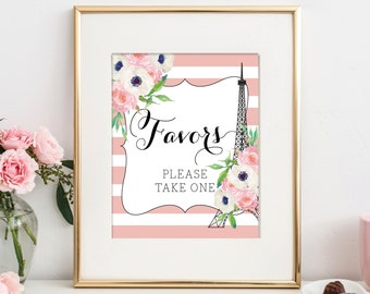 Paris Favors Sign - Please Take One - 8x10 Printable Favors Sign - Bridal Shower Printable - Favor - Favor Sign - Bridal Shower - French