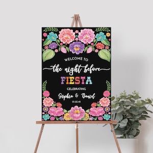 Fiesta Wedding Rehearsal Welcome Sign Template, Printable Welcome to The Night Before, Rehearsal Dinner Fiesta Sign, Mexican Flowers, Fiesta