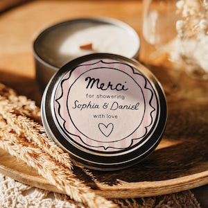 手描きのフランス語のサンキューステッカーテンプレート、ギフトタグ、結婚式の印刷物、結婚式のギフトアイデア、ブライダルシャワーのギフト、ブランチのギフト、パリ