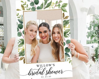 Wedding Photo Prop Frame Template, Bridal Shower Photo Prop, Baby Shower Photo Prop, Selfie Frame, Garden Greens, Elegant Wedding Decor