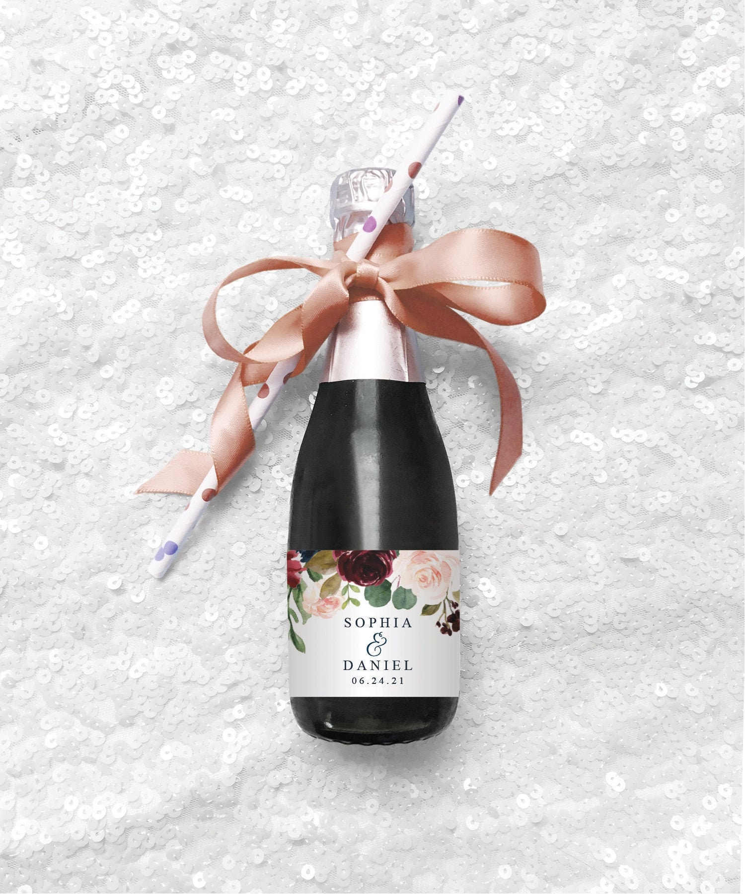 printable wedding mini champagne bottle labels editable etsy