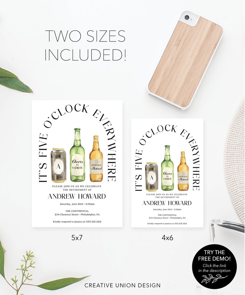 Retirement Party Invitation Template, It's 5 O'clock Everywhere ...
