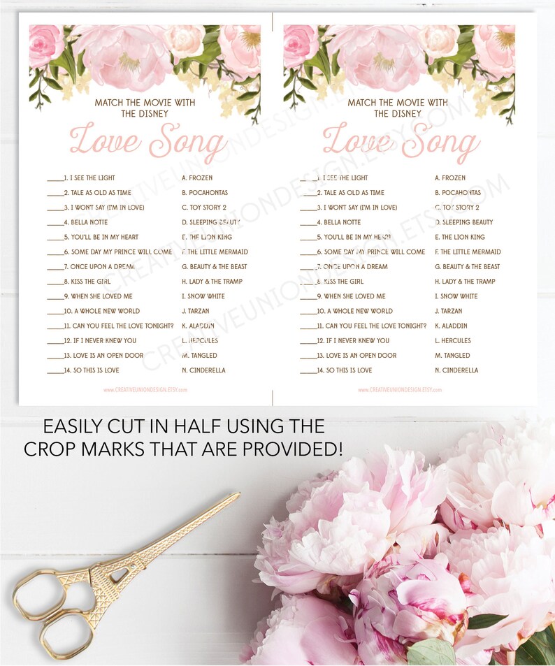 Love Songs Bridal Shower Game Bridal Shower Games Printable Etsy