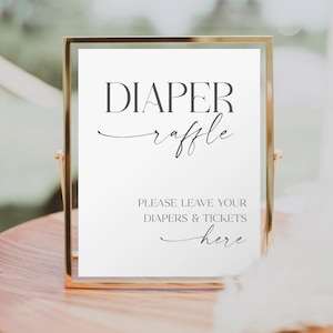 Windel-Gewinnzeichen-Datei, Baby-Dusche-Windel-Gewinnkarten, minimalistische Babyparty, Baby-Dusche-Dekor, modernes Whimsy, Download, Geschlechtsneutral