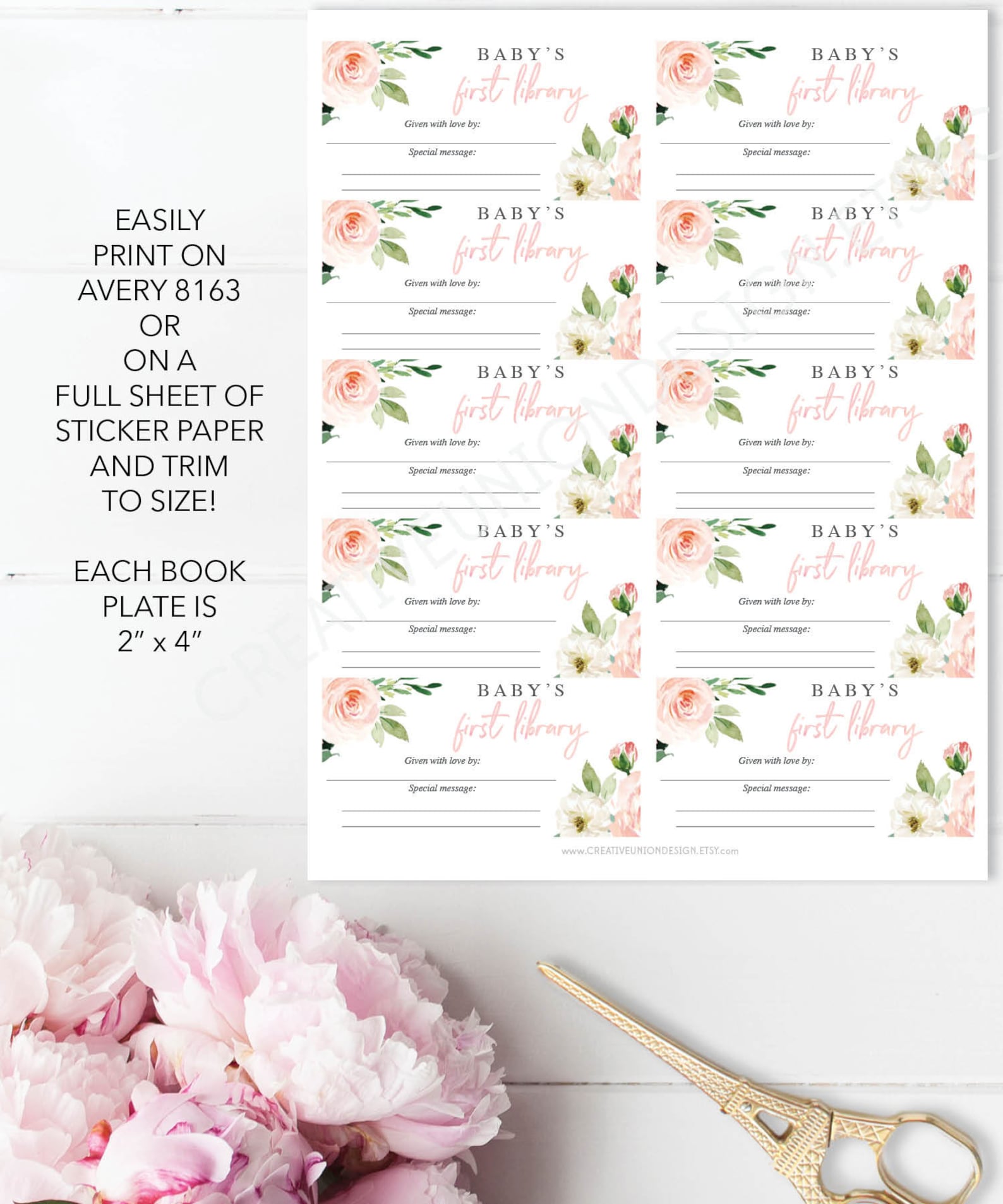 Baby Shower Book Plate Book Plates Printable Book Labels - Etsy