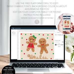 Wishes For Baby Template, What's Baking, Christmas Baby Shower, Holiday Baby Shower, Gender Reveal, Printable, Gingerbread, Boy or Girl image 4