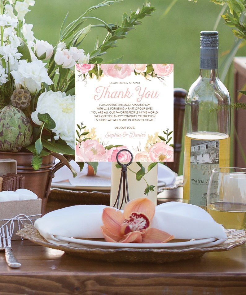 Printable Thank You Place Card Template Wedding Reception Etsy