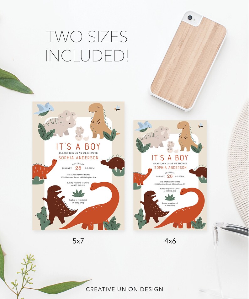 Cute Dinosaur Baby Shower Invitation Printable Baby Shower - Etsy