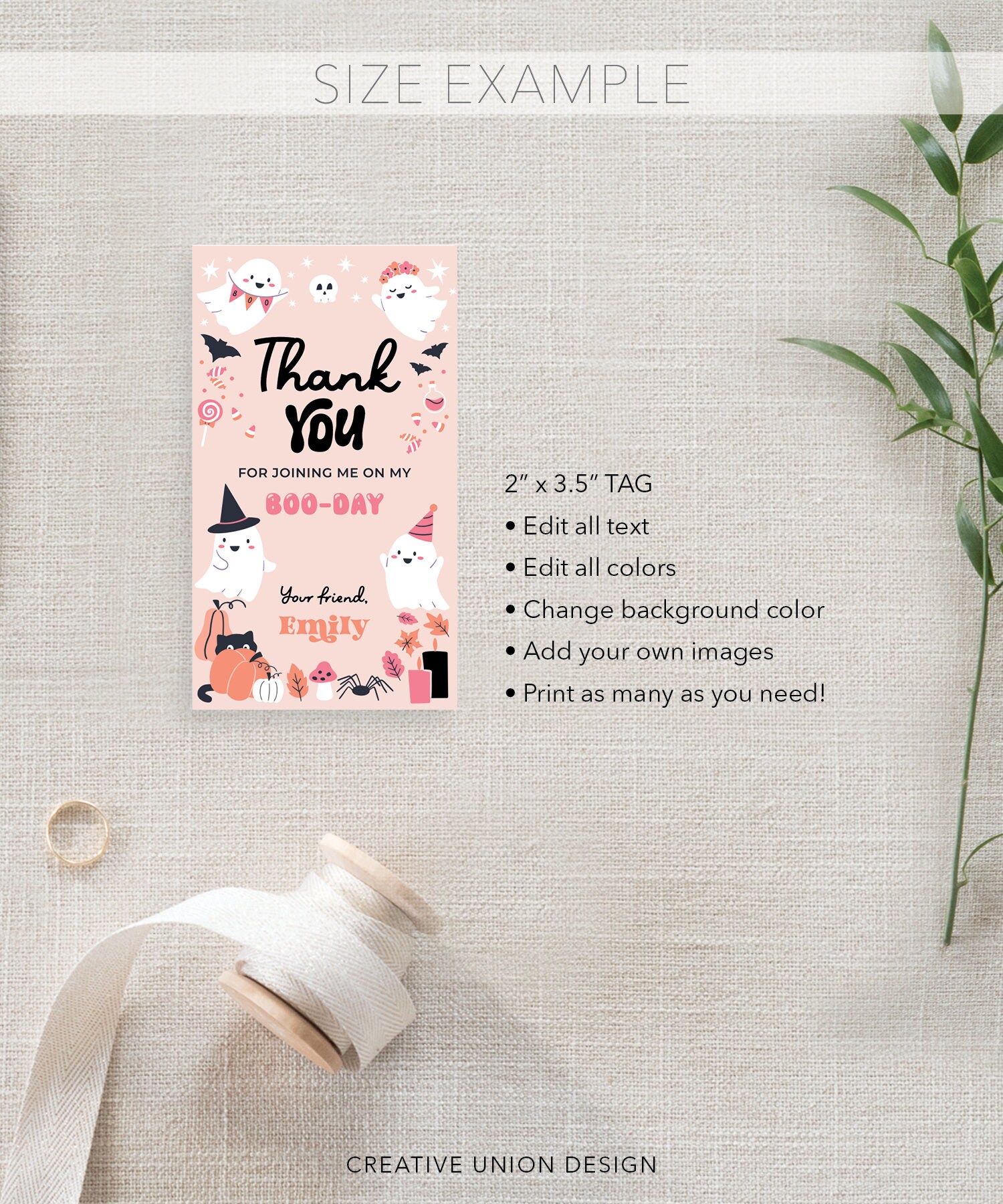Spooky Ghost Halloween Birthday Party Tags, Printable Tags, Spooky One ...