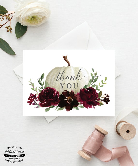Thank You Cards Wedding Thank You Cards Bridal Shower Thank You Cards Printed Folded Cards Garden Greens Baptism Thank You Card