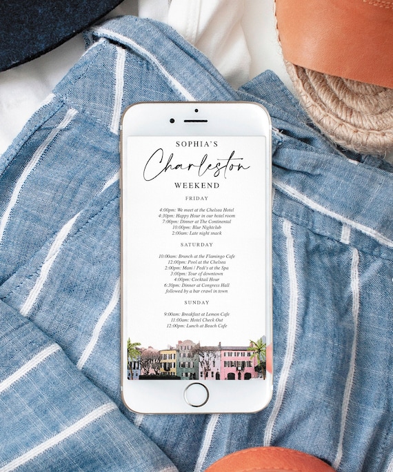 Charleston Bachelorette Itinerary Template, Digital Schedule, Instant ...