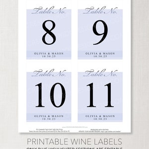 Printable Table Numbers Wine Labels, Wine Labels, Table Numbers ...