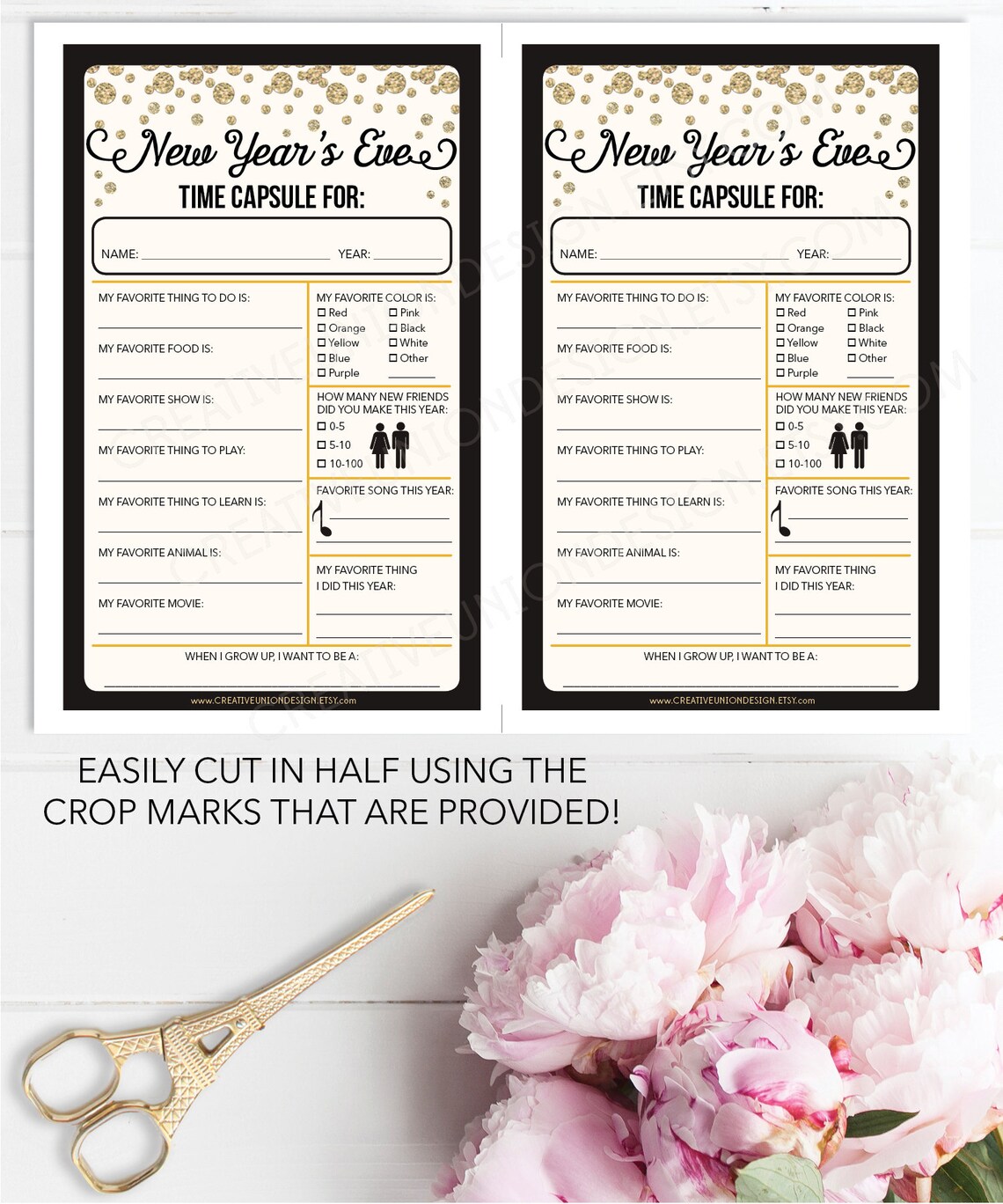 New Years Eve Time Capsule for Kids, Family New Years Eve Game, New ...