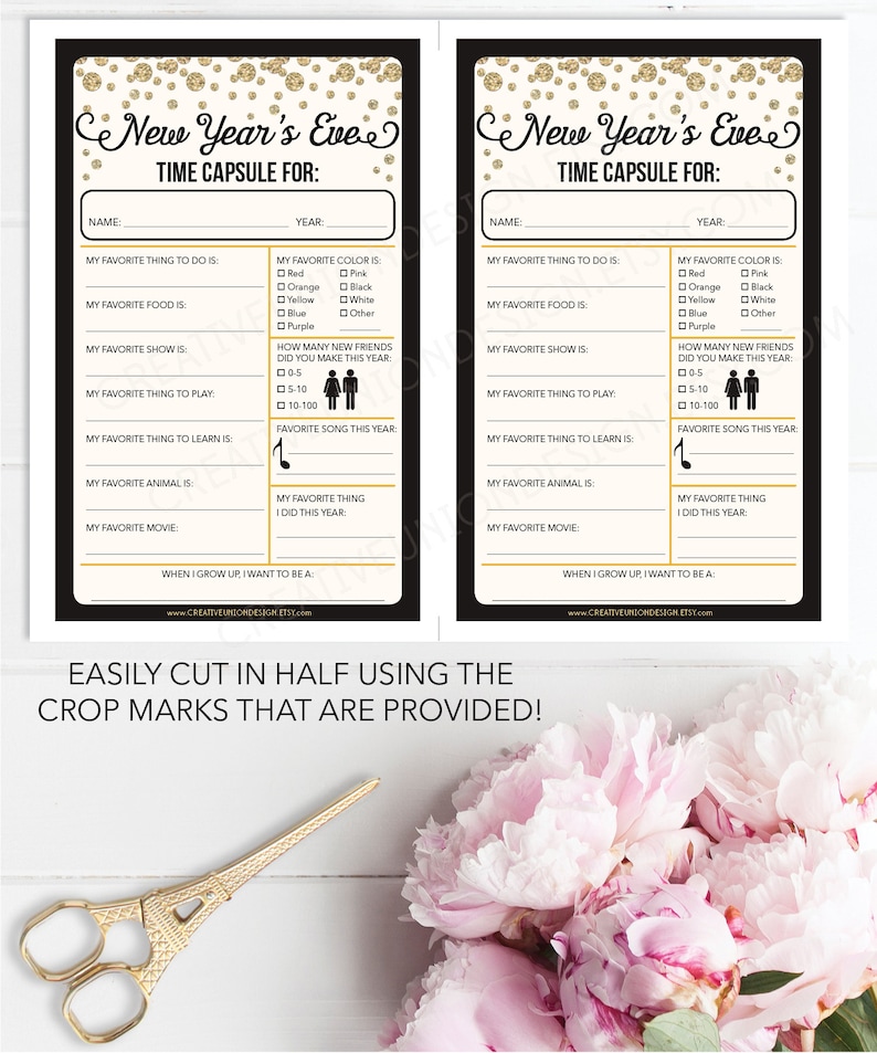 New Years Eve Time Capsule for Kids, Family New Years Eve Game, New Years Eve Party Game, Game for Kids, New Year's Eve Decorations image 3
