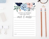 Wishes for the Bride and Groom - Wedding Guest Book - Bridal Shower - Bridal Shower Game - Keepsake - Printable 4x6 Card - Navy Blooms Il_170x135