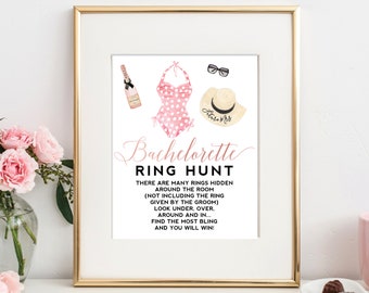 Bachelorette Party Game - Ring Hunt Sign - Bachelorette Party Games - Printable - Ring Game - Hen Party - Bridal Shower - Rose Gold