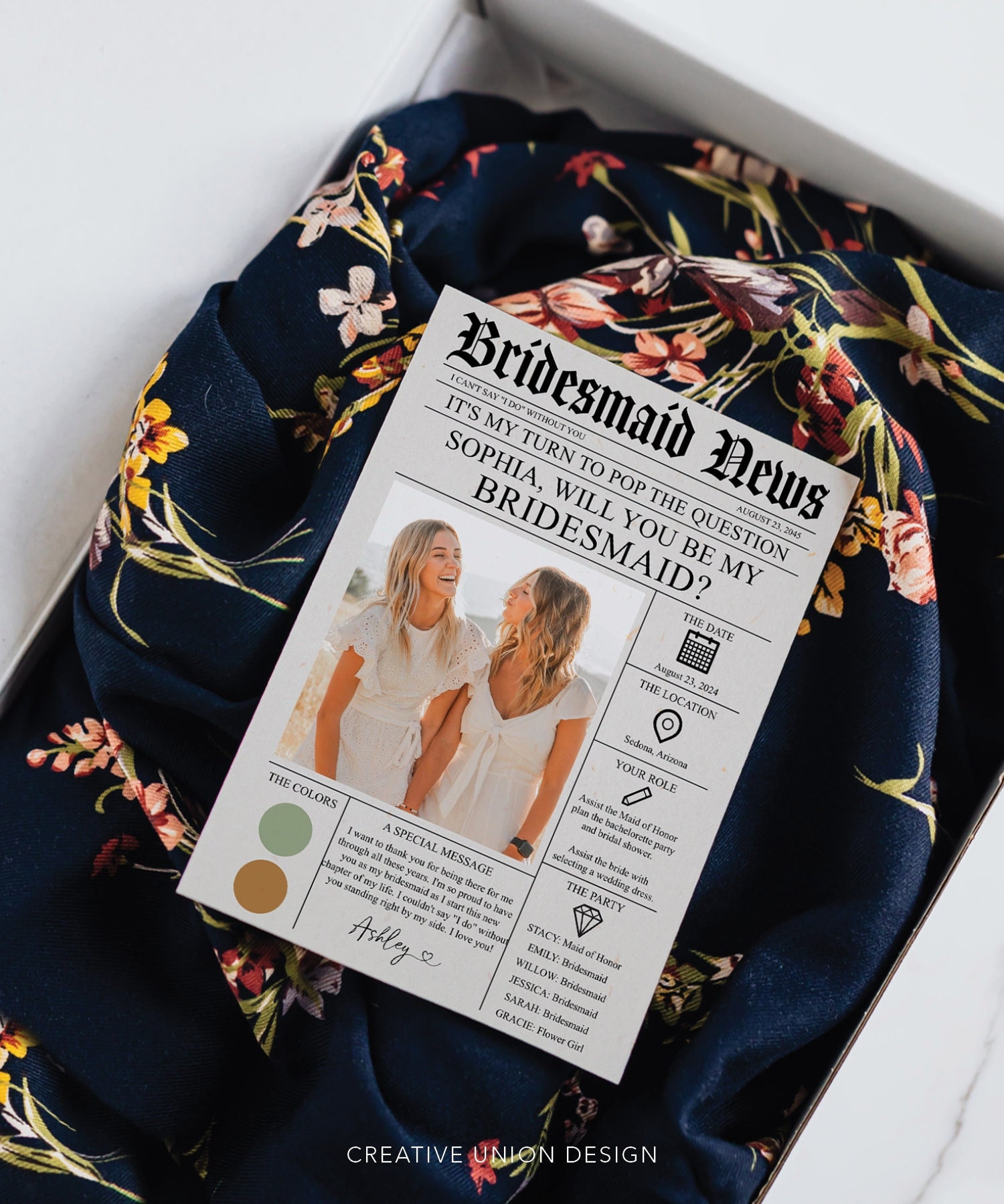 Bridesmaid Information Card Template