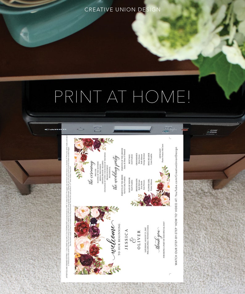Fall Wedding Program Template Printable Fan Program Wedding - Etsy