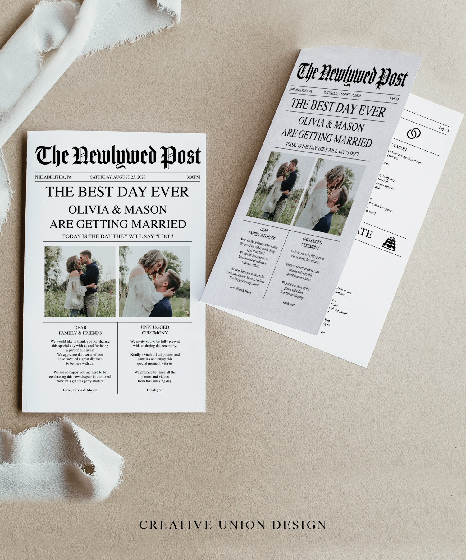 Folded Newspaper Wedding Program Printable Wedding Programs Etsy Folded Newspaper Wedding Program Printable Wedding Programs Etsy