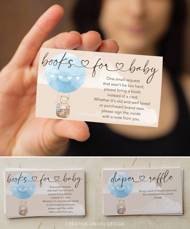 Boho Bearly Wait Baby Shower Invitation Set Template Printable Editable Thank You Card Diaper Raffle Books For Baby Bear Balloons Boy Baby image 3
