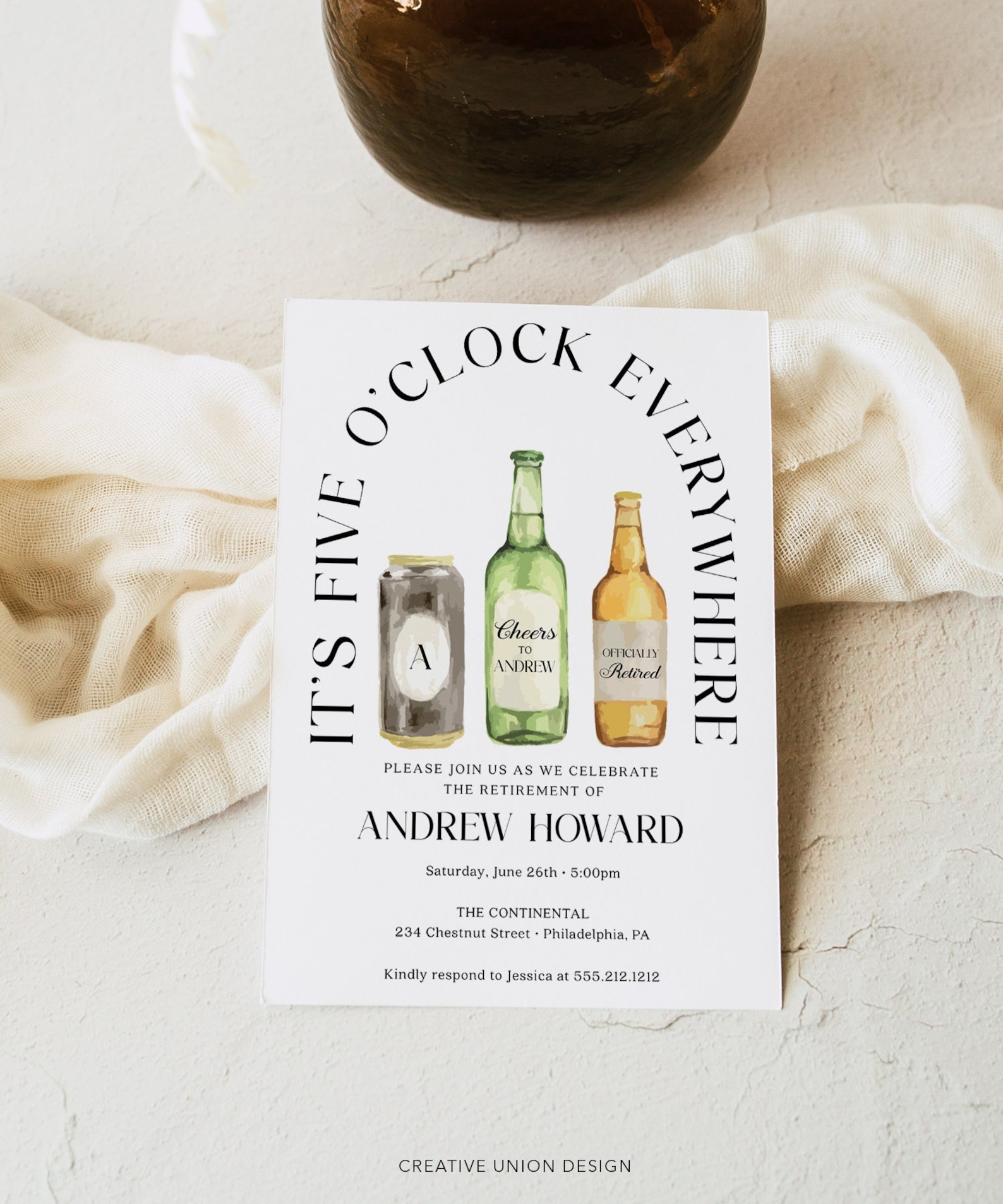 Retirement Party Invitation Template, It's 5 O'clock Everywhere ...
