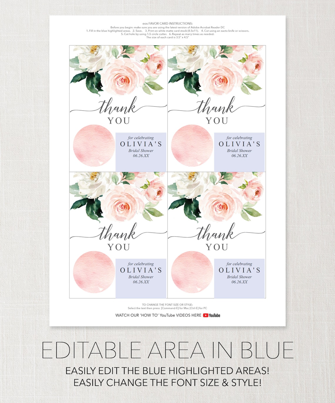 EOS Lip Balm Bridal Shower Favors Printable Thank You Etsy