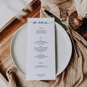 Modern Wedding Menu Template, Printable Menu, Editable Menu, Bridal Shower Menu, Menu, Baby Shower Menu, Birthday Dinner, Minimal Wedding