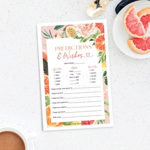Tropical Citrus Baby Predictions, Wishes for Baby, Baby Shower Game, Predictions for Baby, Printable Game, Baby, Lemon Baby Shower, Neutral