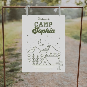 Camp Bachelorette Party Welcome Sign Template, Bachelorette Welcome, Bachelorette Decorations, Instant Download, Last Trail, Cabin, Glamping