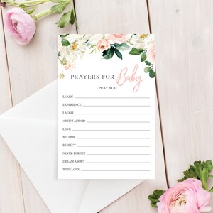 Prayers for Baby - Baptism - Prayers for the Baby Card - Wishes - Printable Baby Shower Games - Instant Download - Airy Blush