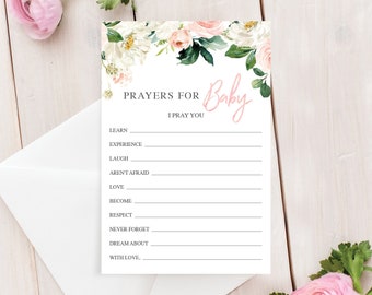 Prayers for Baby - Baptism - Prayers for the Baby Card - Wishes - Printable Baby Shower Games - Instant Download - Airy Blush