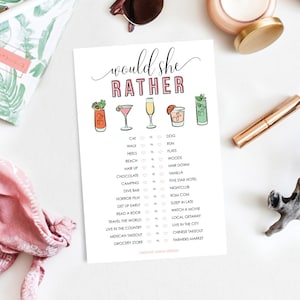 Hätte sie lieber, lustige Junggesellinnenabschiede, druckbare Junggesellinnenabschiede, Hen Party, Sofort Download, Vintage Cocktails, Dies oder das