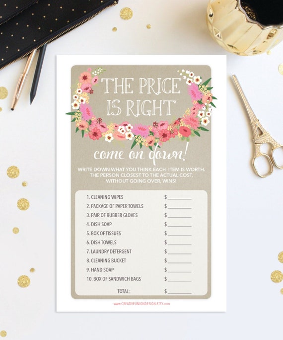 Bridal Shower The Price Is Right Game - Wedding Shower Game - Print at Home - The Price Is Right - Bridal Shower - Instant Download Il_570xn