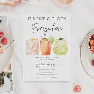 Retirement Party Invitation Template, It&#39;s 5 O&#39;clock Everywhere Retirement Invitation Download, Retirement Invite, Retirement Luau Invite