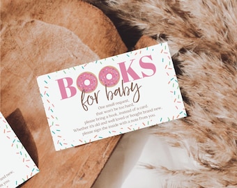 Book Request Donut Baby Shower Book Request Printable Instead of a Card Printable Books for Baby Baby Shower Baby Sprinkle Editable Template