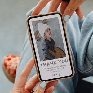 Carte de remerciement numérique, remerciement de fête d'anniversaire, fête d'anniversaire d'enfants, merci pour les cadeaux, carte de remerciement avec photo, téléchargement immédiat
