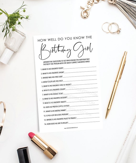 How Well Do You Know The Birthday Girl Virtual Game Virtual Etsy How Well Do You Know The Birthday Girl Virtual Game Virtual Etsy
