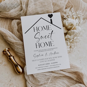 Home Sweet Home Minimal Housewarming Party Einladung Vorlage Umzug Ansage Druckbare Karte House Warming Party Moderne Einladung