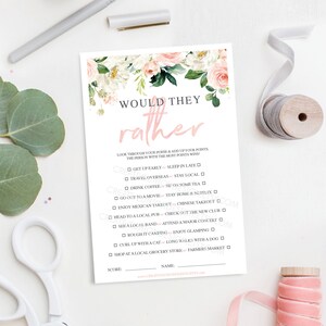 Would They Rather Game Bridal Shower Game - Bridal Shower Game - Wedding Shower - Printable - Airy Blush - Instant Download - Wedding Game
