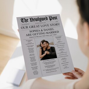 Newspaper Wedding Program Template, Printable Wedding Programs, Wedding Timeline, Ceremony Program, Fun Programs, Wedding Love Story