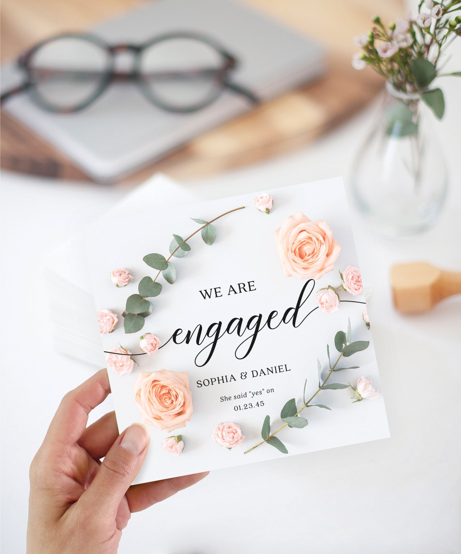 Engagement Announcement Social Media Template, We're Engaged, Digital, She Said Yes ...