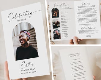 Minimal Funeral Program Template | Printable Celebration of Life Program | In Loving Memory Funeral Template | Memorial Service